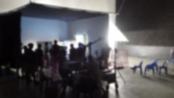 Blurry footage to represent overview working for video production in studio.
