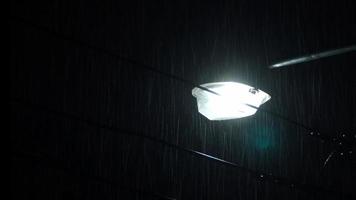 4k footage Rain Drops Falling in night at Bangkok Thailand in July raining season. video