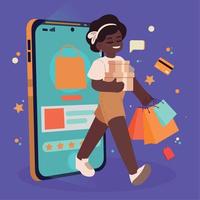 female online shopping vector