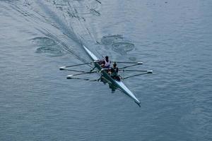 Bilbao, Vizcaya, Spain, 2022 - canoe in the Nervion river in Bilbao, basque country, spain, travel destinations photo