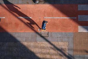 Bilbao, Vizcaya, Spain, 2022 - man running on the street in Bilbao city, Basque country, Spain photo