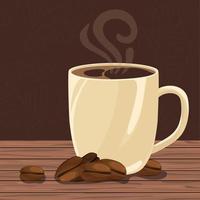 hot coffee cup and seeds vector