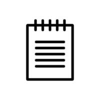 notepad to record the vector icon. Isolated contour symbol illustration