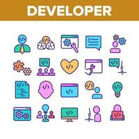 Developer Collection Elements Icons Set Vector