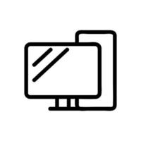 Working computer icon vector. Isolated contour symbol illustration vector