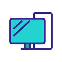 Working computer icon vector. Isolated contour symbol illustration vector