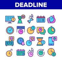 Deadline Time Over Collection Icons Set Vector