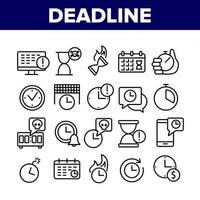 Deadline Time Over Collection Icons Set Vector