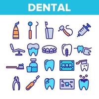 servicios dentales, conjunto de iconos de vector lineal de estomatología