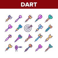 Dart For Play Game Collection Icons Set Vector