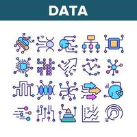 Data Analysis Analytic Collection Icons Set Vector