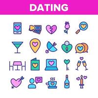 Dating Love Color Elements Icons Set Vector