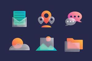 Glass Morphism UI Icon Set vector