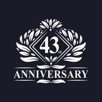 43 years Anniversary Logo, Luxury floral 43rd anniversary logo. vector