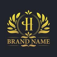 Golden vintage Luxury H letter logo design. vector