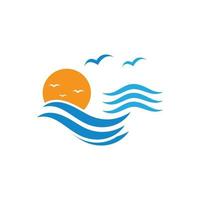 logotipo de onda de agua y logotipo de onda de mar u ondas de agua de playa, con concepto de diseño vectorial. vector