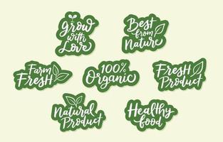 Farm Fresh and Organic Food Sticker Set vector