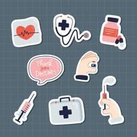 Cute Doctor's Day Sticker Set vector