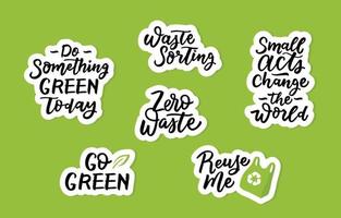 Hand Lettering Ecology Sticker set vector