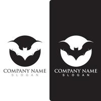 Silhouette bat animal logo, flying mammal animal. vector