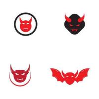 Devil logo with wings and horns using vector design concept.