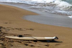 Sports equipment and equipment in a city park on the Mediterranean coast. photo