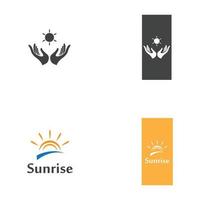 Sunset beach logo  symbol vector illustration design template.