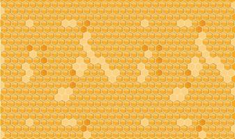 Yellow orange honeycomb background. Beehive with hexagon grid cells. Geometric seamless texture. Realistic 3D vector illustration.