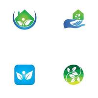 Green leaf logo. Vector design of gardens, plants and nature.