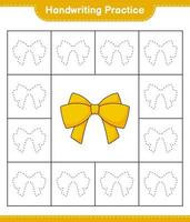 Handwriting practice. Tracing lines of Ribbon. Educational children game, printable worksheet, vector illustration