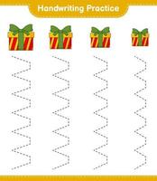 Handwriting practice. Tracing lines of Gift Box. Educational children game, printable worksheet, vector illustration