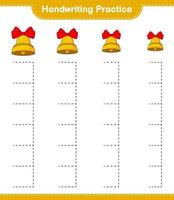 Handwriting practice. Tracing lines of Christmas Bell. Educational children game, printable worksheet, vector illustration