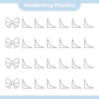 Handwriting practice. Tracing lines of Ribbon. Educational children game, printable worksheet, vector illustration