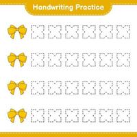 Handwriting practice. Tracing lines of Ribbon. Educational children game, printable worksheet, vector illustration