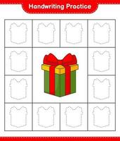 Handwriting practice. Tracing lines of Gift Box. Educational children game, printable worksheet, vector illustration