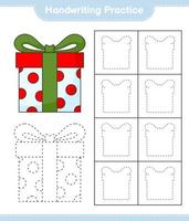 Handwriting practice. Tracing lines of Gift Box. Educational children game, printable worksheet, vector illustration