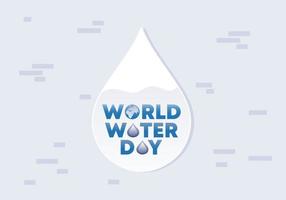 World water day poster banner background with water drop on grey color vector