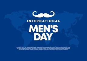 Men day background banner poster with moustache, world map vector