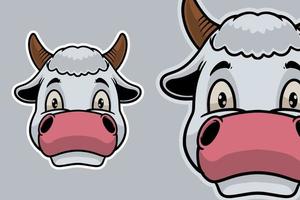 cow head mascot vector illustration cartoon style