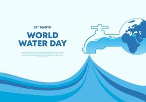 World water day poster banner background with faucet and world globe vector