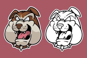 bulldog head mascot vector illustration cartoon style