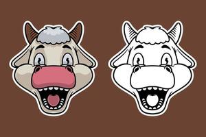 cow head mascot vector illustration cartoon style