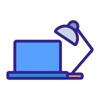 Laptop lamp icon vector. Isolated contour symbol illustration vector