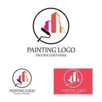 Abstract vector painting brush and colorful paint splash icon, emblem, logo design with color alternative and greyscale version. Editable EPS format design element, arts and crafts concept.