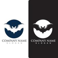 Silhouette bat animal logo, flying mammal animal. vector