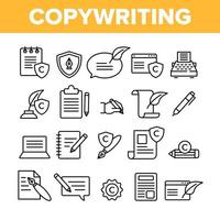 Copywriting and Blogging Vector Linear Icons Set