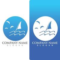 Wave beach logo ocean vector template