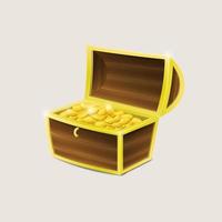 A chest with gold isolated on a white background. vector