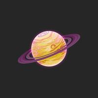 Saturno de dibujos animados. el planeta está aislado en un fondo oscuro. vector