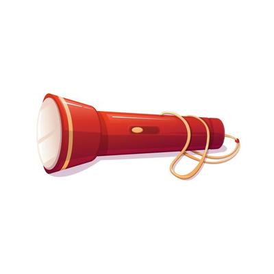 Cartoon camping red flashlight. Isolated on a white background.